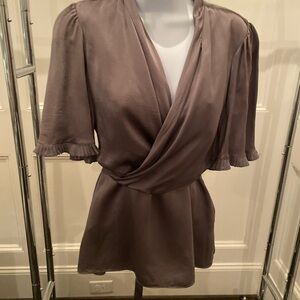 BCBGMaxAzria Golden Brown Satin Blouse